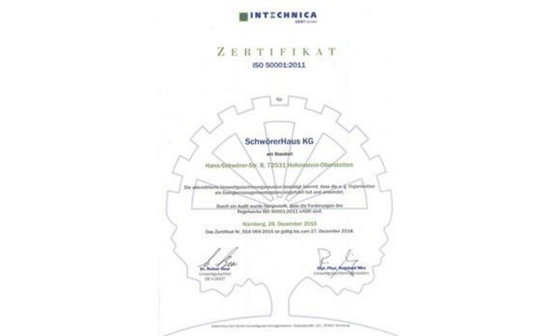 [Translate to Italienisch:] Zertifikat der IN-Technica (ISO-50001)